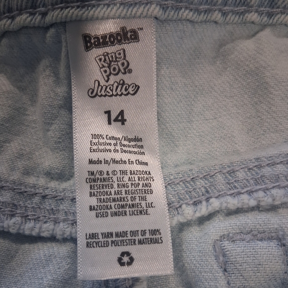 Justice- Kids "Bazooka Blow Pop" Light Blue Jeans with Fun Graphics - Picture 3 of 3